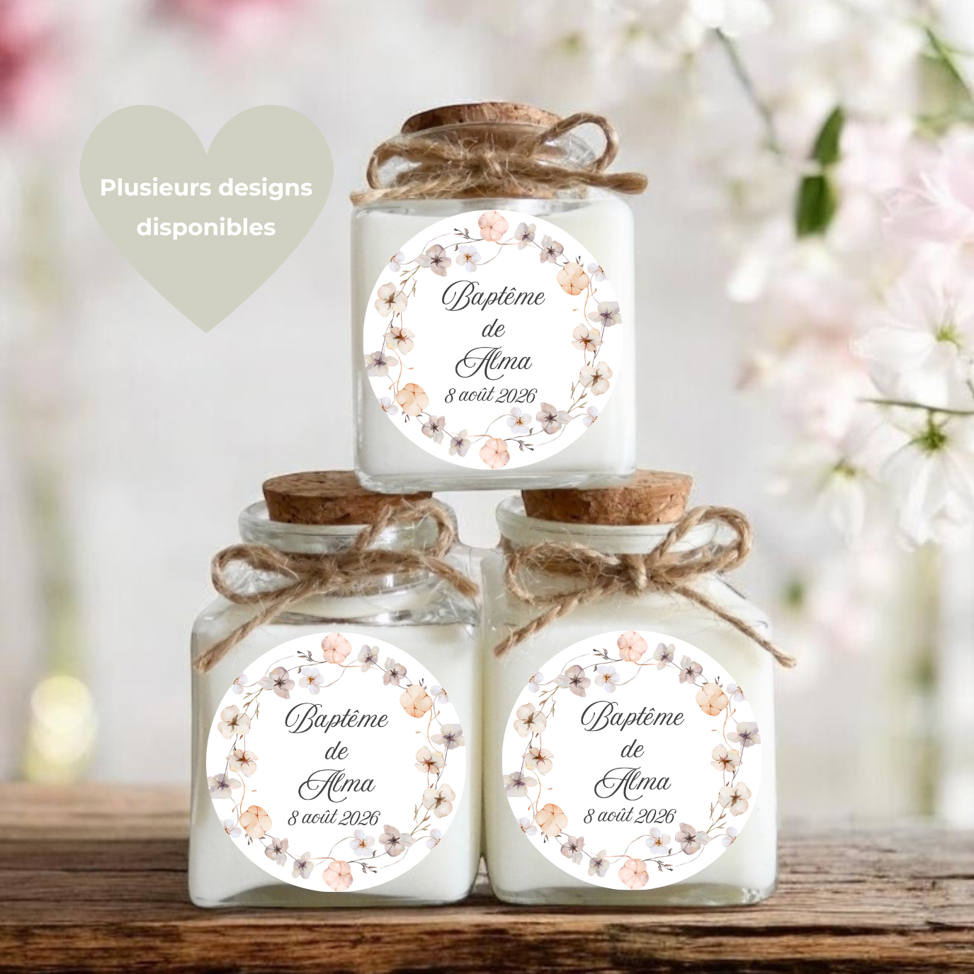 bougies personnalisées pour un baptême pour offrir à un souvenir a ses invités
