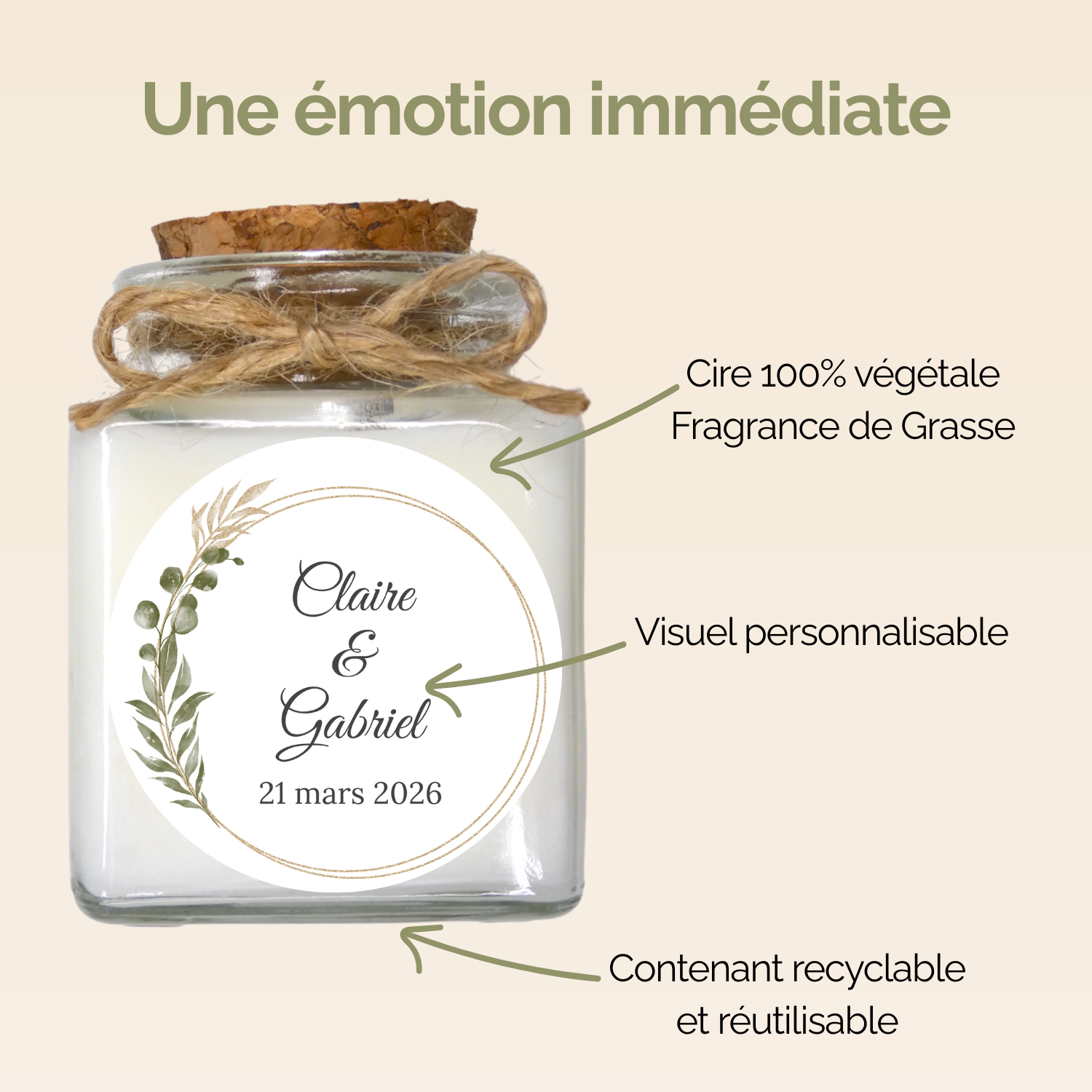 Bougie personnalisée mariage : le cadeau invité élégant, utile et mémorable