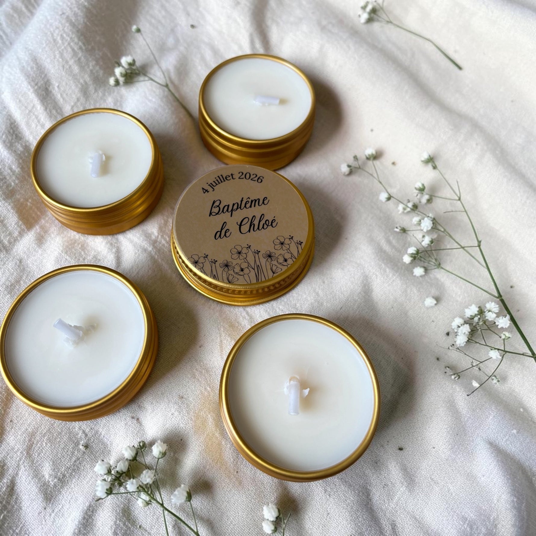 mini bougies personnalisées pour baptême, bougies parfumées