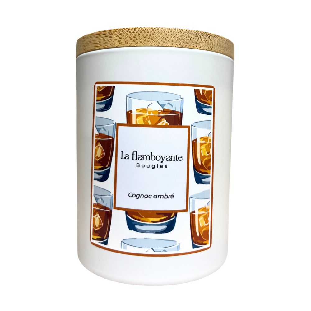 bougie parfumée cognac ambré