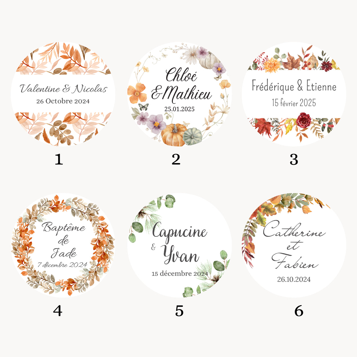 Bougies 50ml Baptême thème Automnal