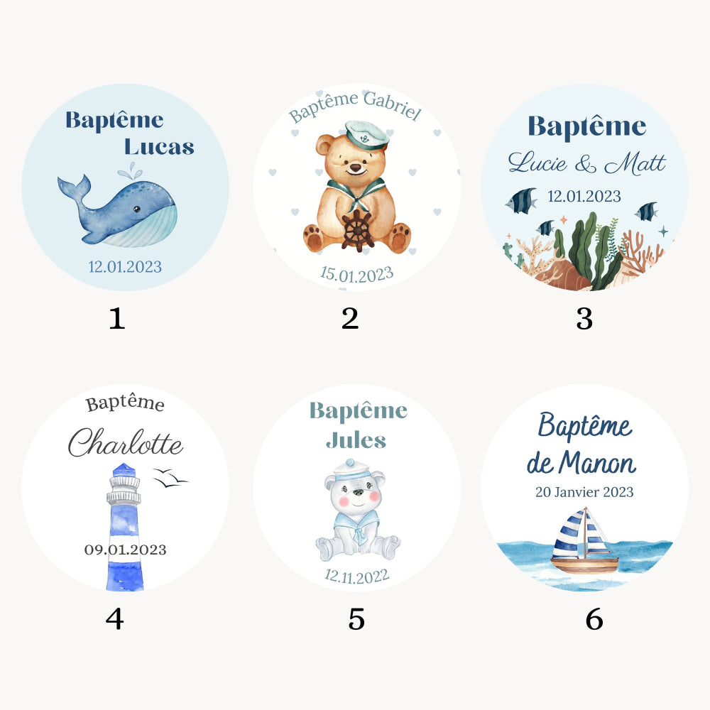 Bougies personnalisées thème Marin