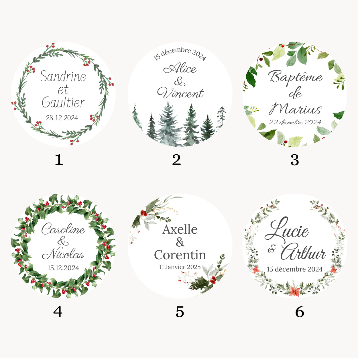 Bougies personnalisées mariage d'hiver