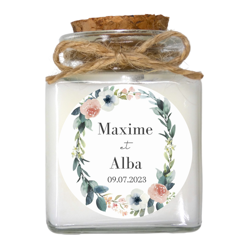 bougies personnalisées mariage collection fleurie
