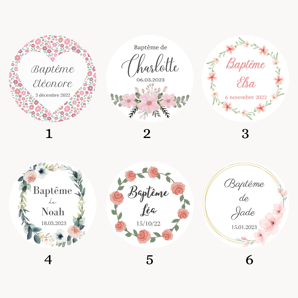 bougies personnalisées baptême fleuri