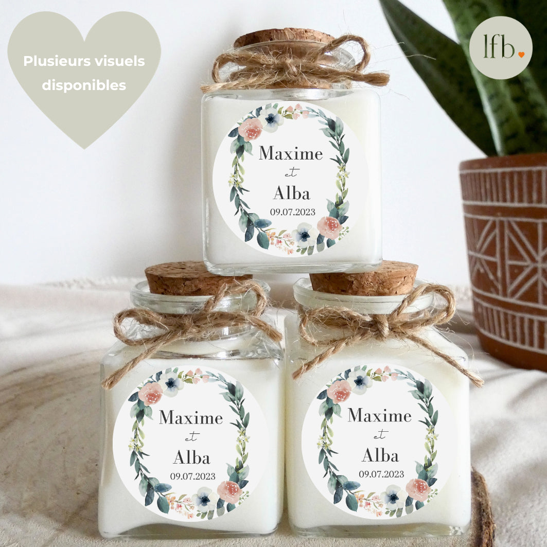 bougies personnalisées mariage collection fleurie
