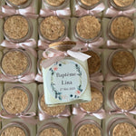 bougies personnalisées baptême fleuri