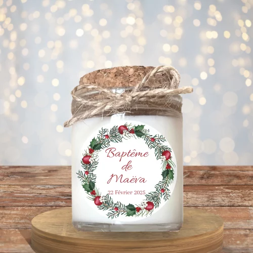 Bougies personnalisées baptême d'hiver